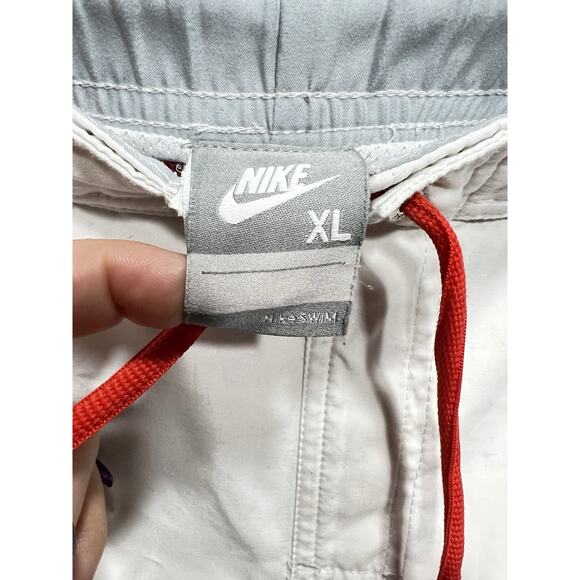 Y2K Nike Swim Trunks Mens Size XL White Red Blue Retro Drawstring Mesh Lined - Picture 5 of 7